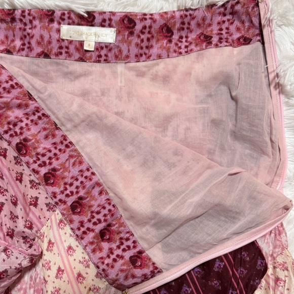 Loveshack Fancy Skirt.  Never worn.  Silk & Lace.  Pink.  Size 8. - Picture 3 of 4